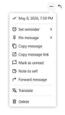 Action menu in Talk